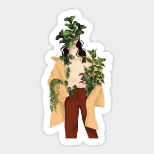 Plant Head, Girl Illustration 5 Sticker